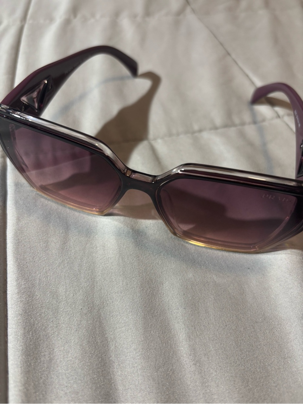 Prada Purple Gradient Square Sunglasses with Logo Temples - Picture 6 of 8